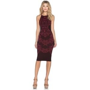 Intimately Free People Reversible Geometric Tribal Halter Dress Burgundy XS S